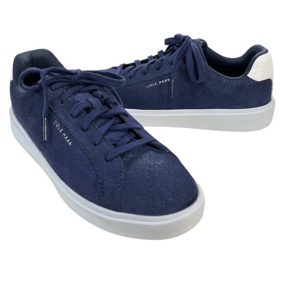 Cole Haan GC Daily Suede Sneaker Navy Blue Crosscourt Womens sz 9 - Picture 1 of 14